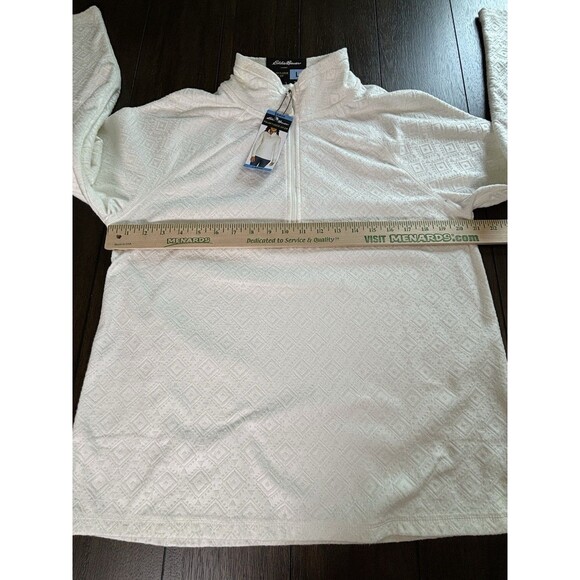 Eddie Bauer Women's Long Sleeve Polar Fleece Quarter Zip Pullover L Large Ivory - Picture 10 of 16